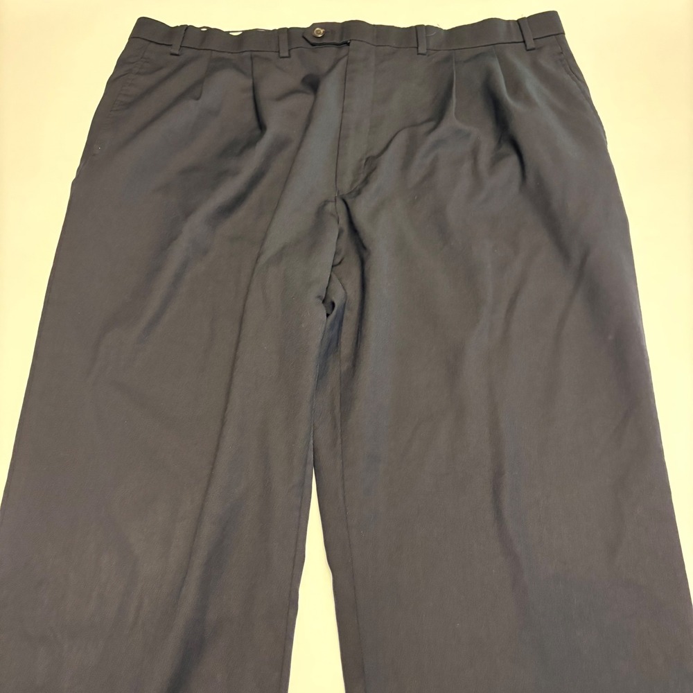 Lauren Ralph Lauren Dress Pants Men 42x32 Navy Blue Wool Pleated Cuffed CFX0002